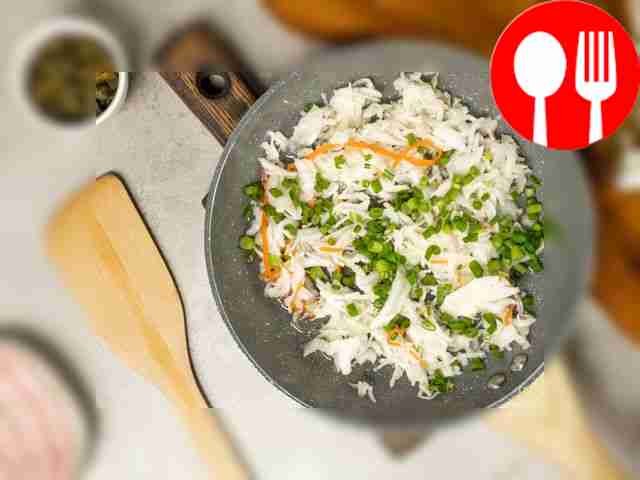 Prepare the filling. Fry the shallots in a...