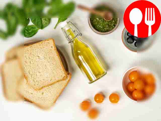 Cut the olives in half. Wash the cherry...