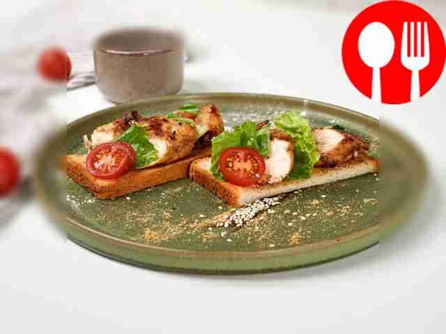 Toast with teriyaki sauce