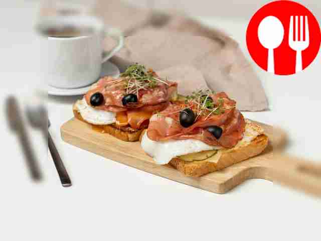 Toast with mortadella sausage