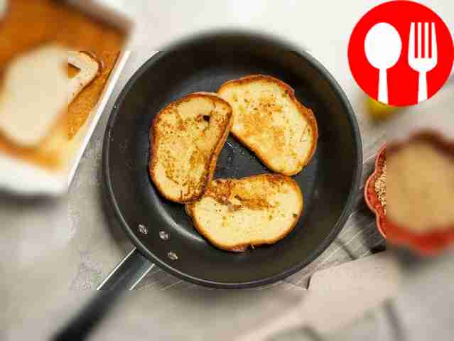 Make some toast. To do this, heat the olive...