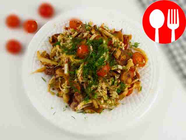 Салат с говядиной и грибами