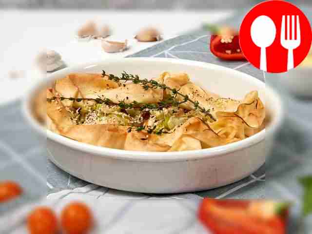 Filo with porcini mushrooms