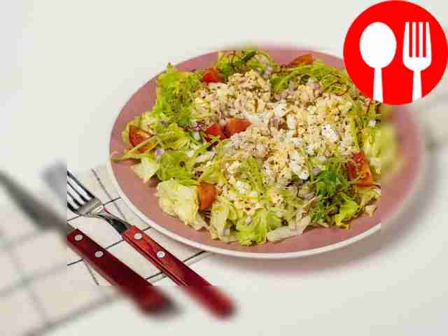 Fish salad with cheese and fish fillet