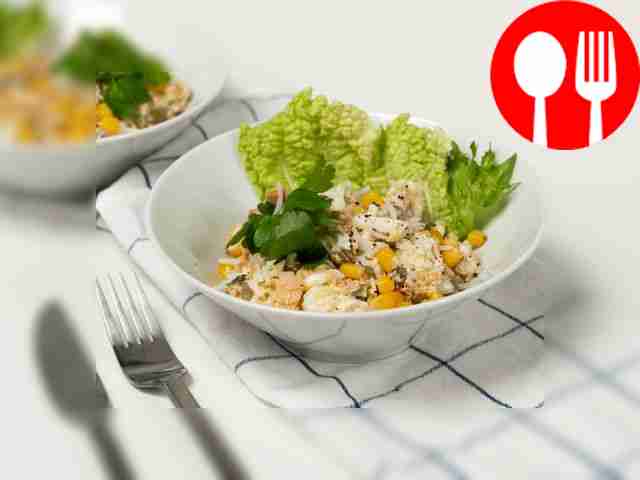Classic fish salad with rice