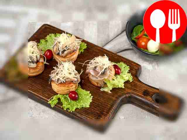 Before serving, garnish the vol-au-vents with...