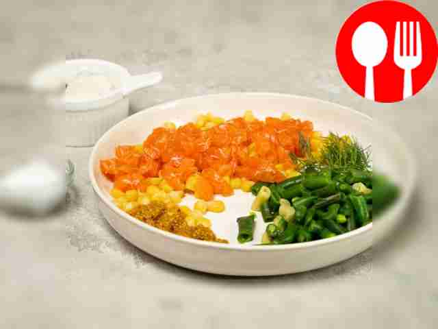 Make a salad. Place red fish in a salad bowl....