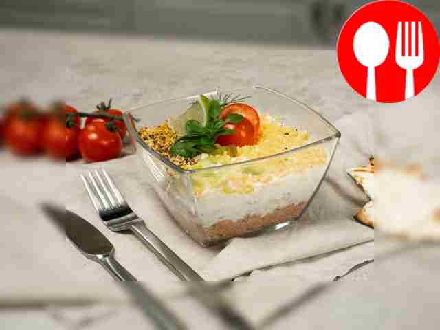 Salad of canned fish and processed cheese