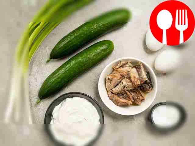 Prepare the salad ingredients with canned...