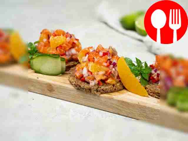 Delicious fish salad with trout