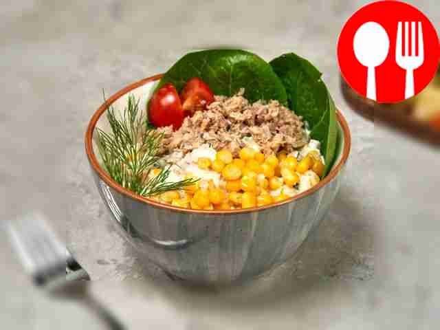 Salad with canned fish and corn