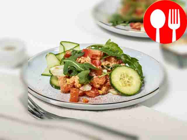Fish salad from canned pink salmon