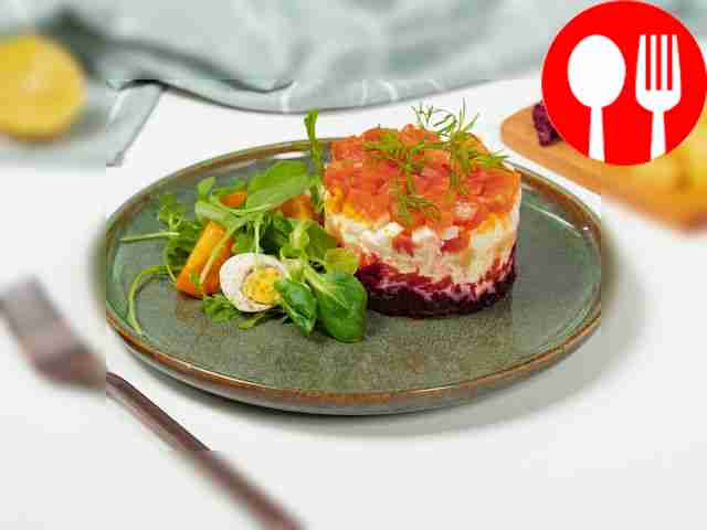 Рыбный салат слоями