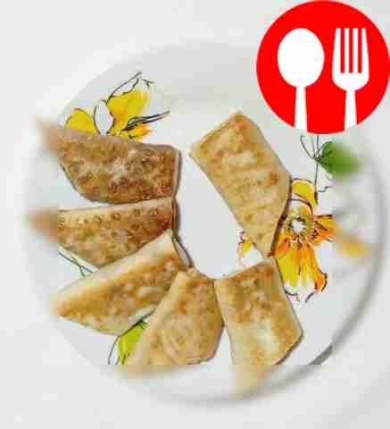 Быстрые блины с сыром и мясом