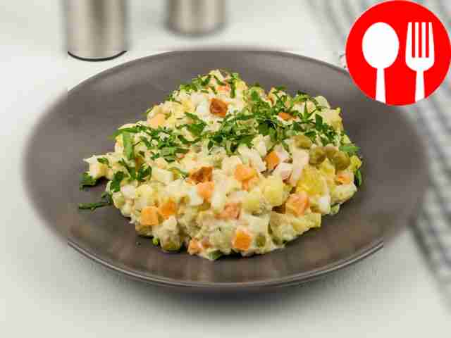 Olivier with smoked chicken