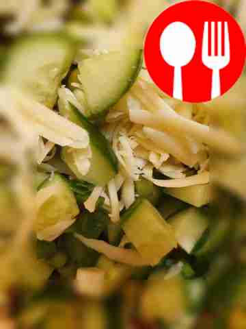 Chop the vegetables and grate the cheese on a...