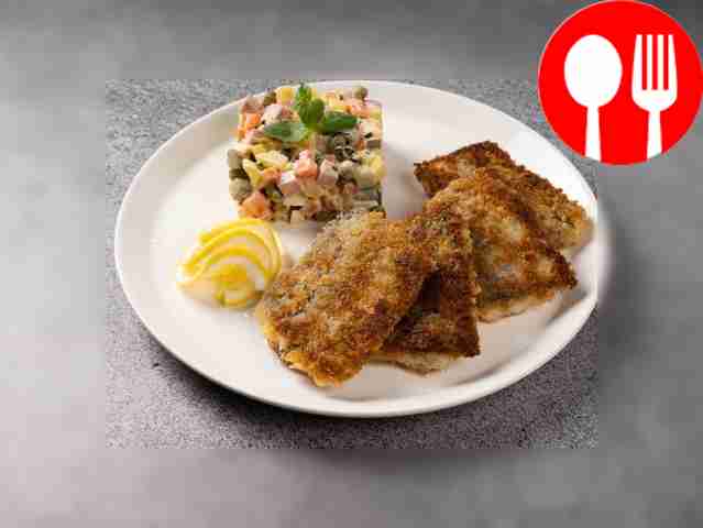 Fried carp with potato salad