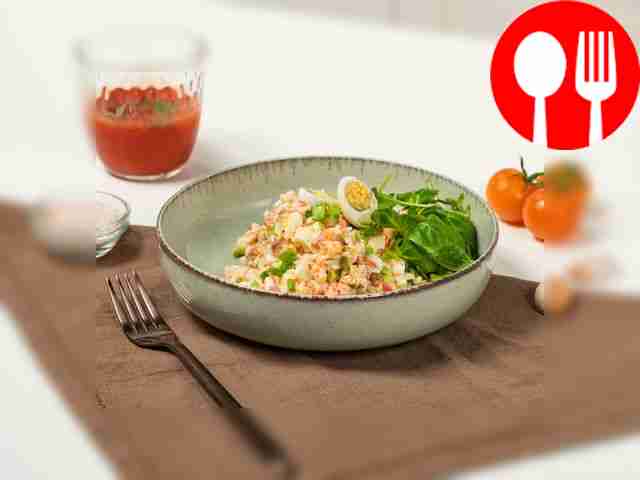 Fish salad with crab sticks