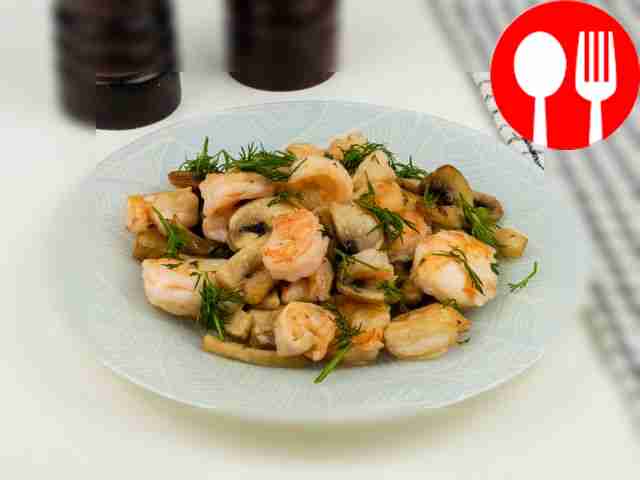Креветки с грибами Shrimp with mushrooms