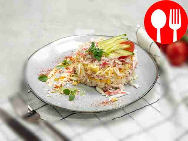 Salad “Tenderness” with crab sticks and apple