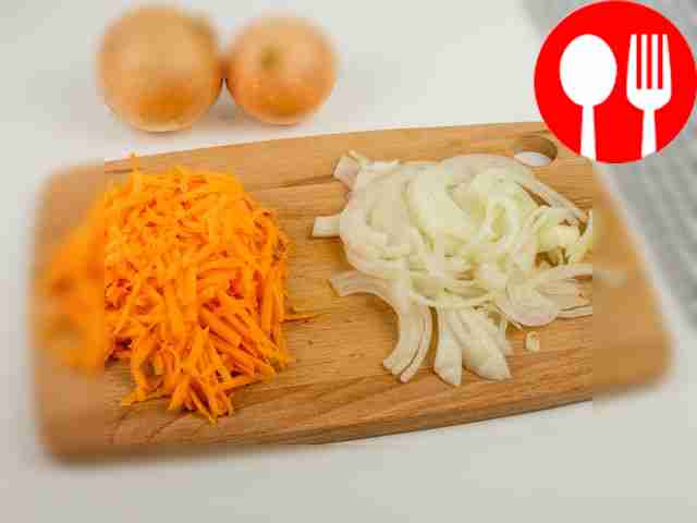 Cut the onion into half rings, grate the...