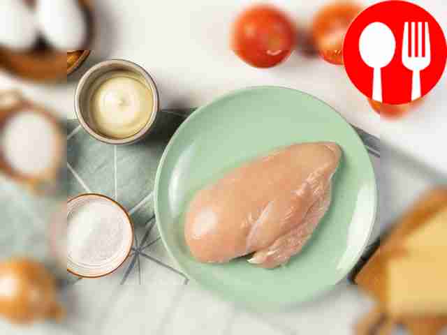 Boil the chicken fillet in salted water, then...