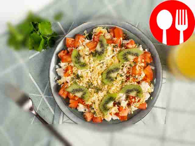 Cut one kiwi into cubes, and the second into...