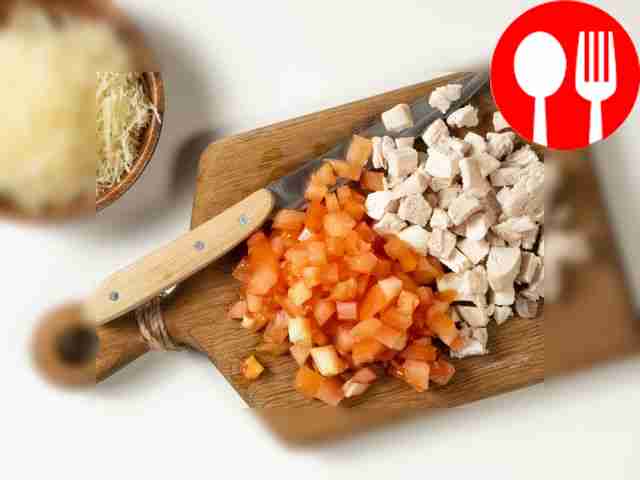 Prepare the filling. Cut the cooled chicken...