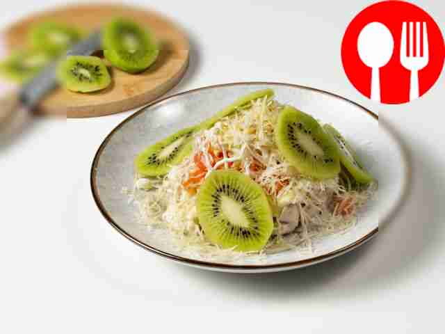 Garnish the dish with fresh kiwi. Peel the...