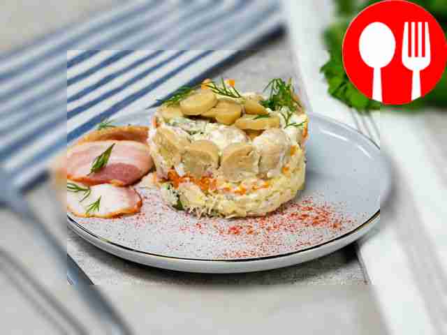 Салат «Грибная поляна» с шампиньонами