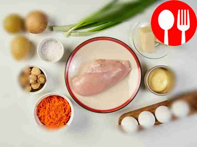 Rinse the chicken fillet and boil in salted...