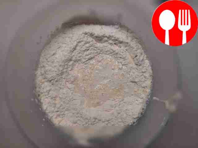 Add flour, salt and baking powder. Stir the dough.