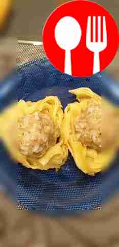 «Гнезда» из макарон с мясным фаршем