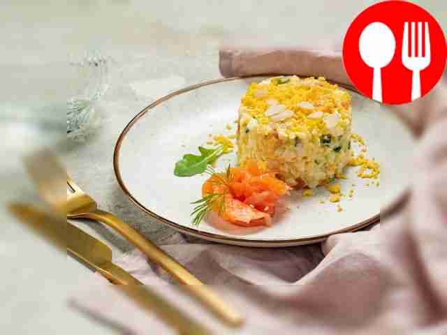 Simple fish salad with cucumber