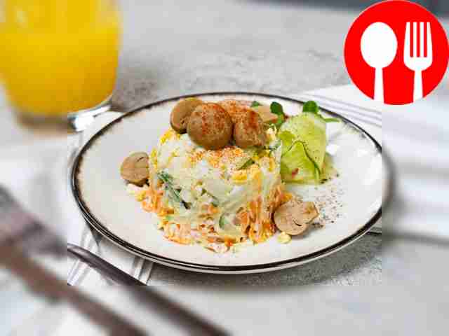 “Mushroom Glade” salad with champignons step by step