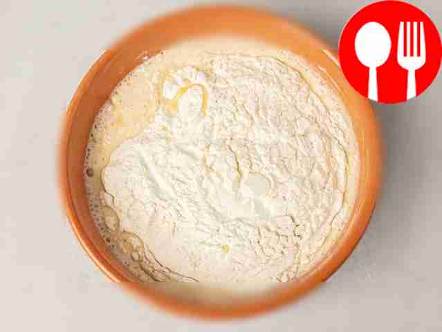 Add flour and a little vegetable oil to the dough bowl.