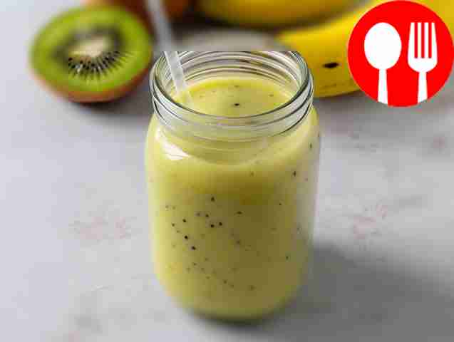 Vitamin smoothie with oat milk, pumpkin and kiwi