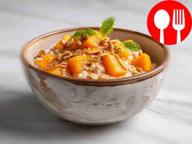 Low-calorie oatmeal with aromatic pumpkin and milk