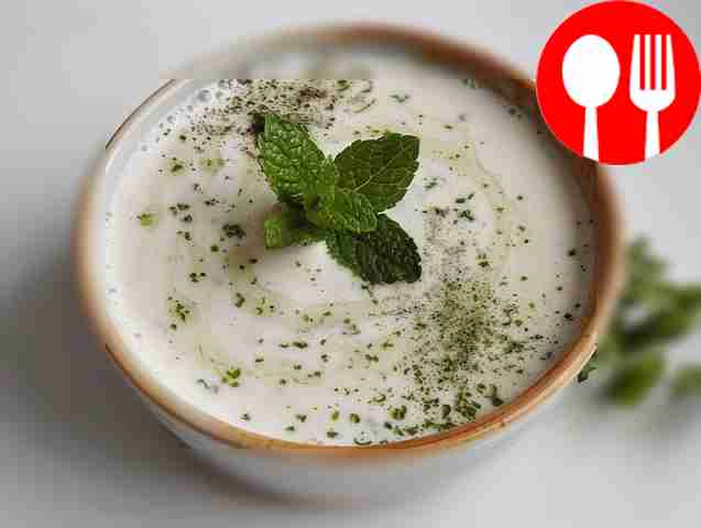 Fermented milk sauce from ayran with garlic in Turkish