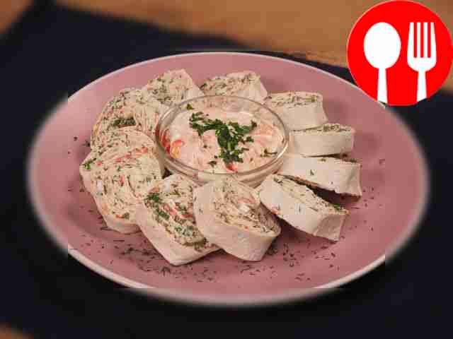 Lavash roll with crab sticks