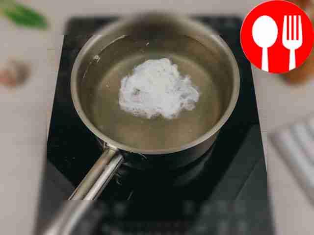 Boil a poached egg. Pour water into the...