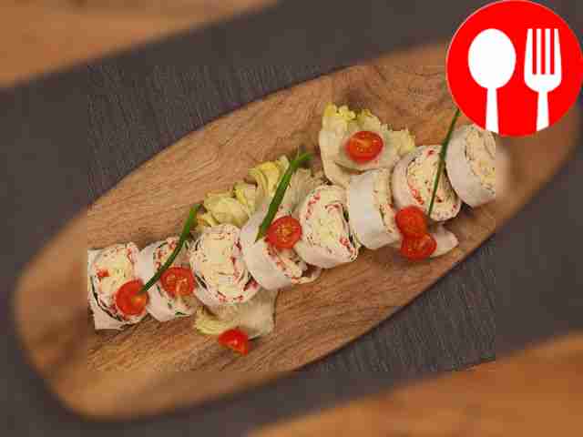 Lavash with crab sticks and cheese