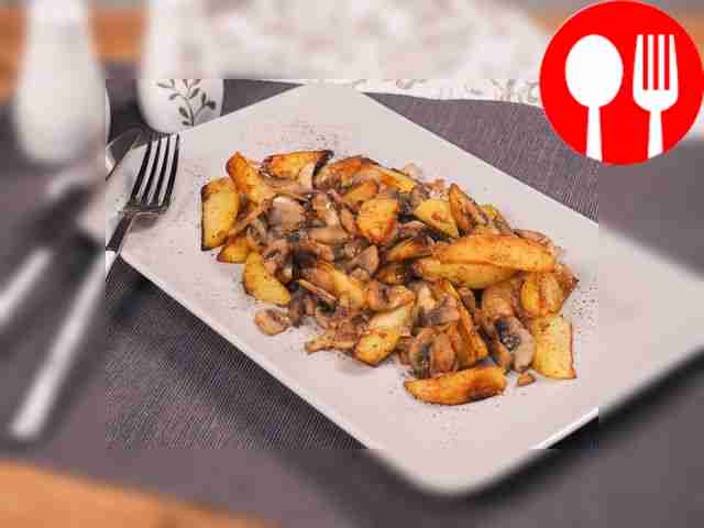 Жареная картошка с шампиньонами