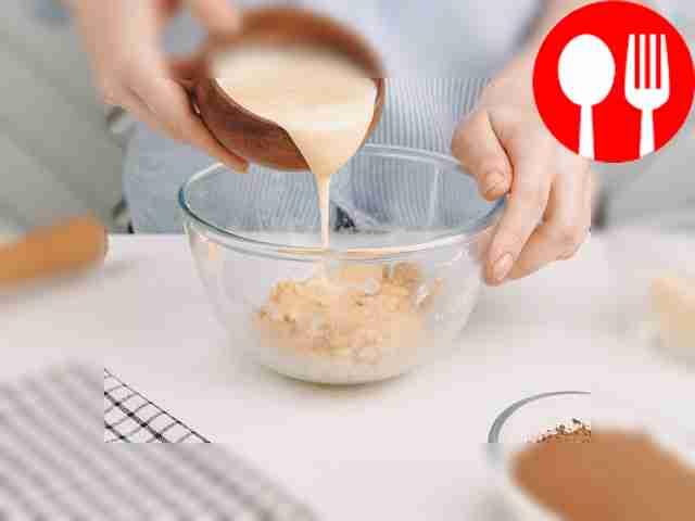 Gradually add condensed milk. Knead the sweet dough.