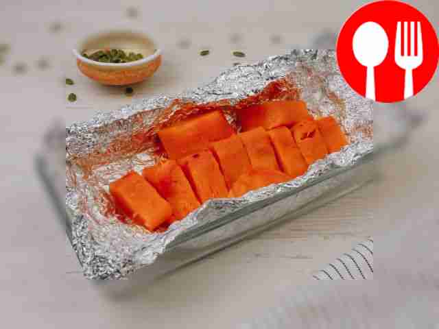 Bake the pumpkin in the oven for 15-20 minutes.