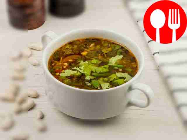 Грузинский суп из фасоли с овощами и рисом