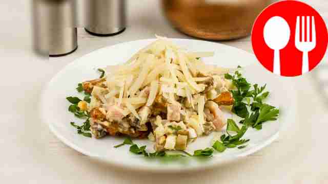 Салат с ветчиной и грибами