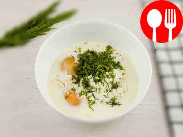 Finely chop the dill and add it to the egg...