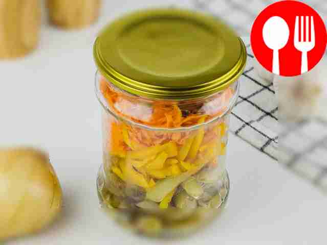 Korean salad with eggplants and peppers for the winter in jars