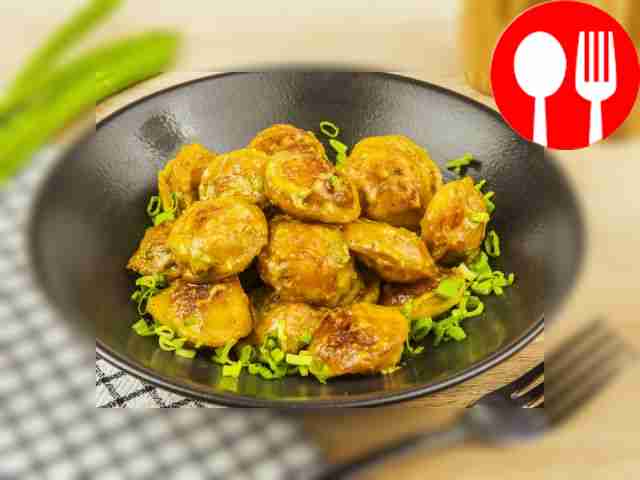 Пельмени жареные с карри